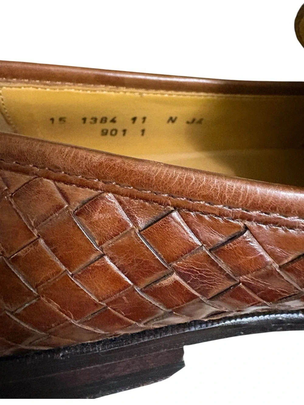 JOHNSTON & MURPHY Domani Leather Woven Slip-On Tassel Loafers Size 11